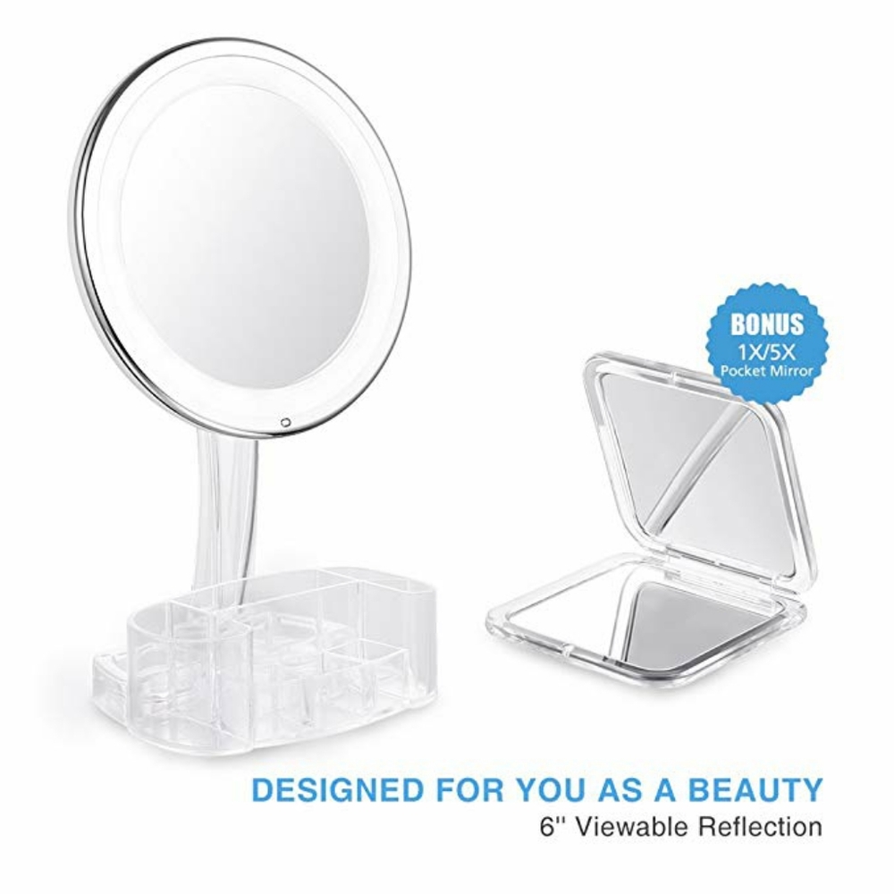 LED Lighted Makeup Mirror with Organizer